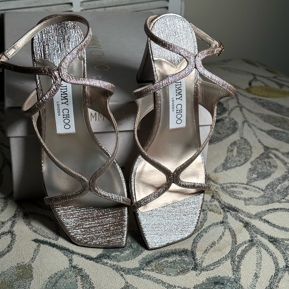 Jimmy Choo Metallic Strappy Heels
